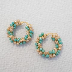 Aros Coral turquesa y beige