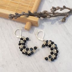 Aros Luna negro y plateado