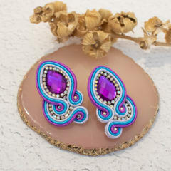 Aros Asimétrico morado y calipso