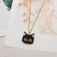 Collar Gato negro ojos dorados
