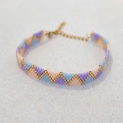 Pulsera ZigZag durazno, lila, azul pastel y dorado