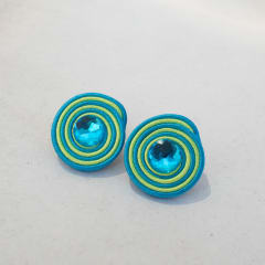 Aros Topito Espiral Bicolor calipso y verde flúor