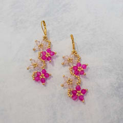 Aros Flores fucsia y rosado