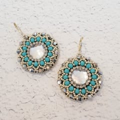 Aros Bordados turquesa y plateado
