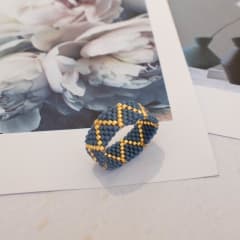 Anillo ZigZag azul grisáceo