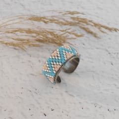 Anillo Ajustable Amazonas celeste y melón