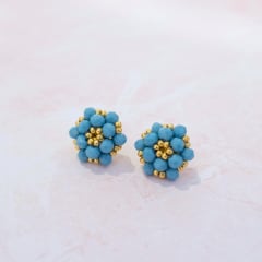 Aros Tiny turquesa oscuro y dorado