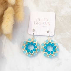 Aros Guirnalda celeste y plateado