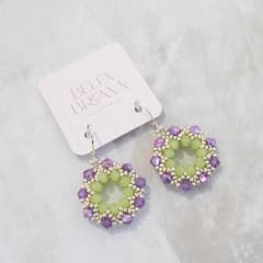 Aros Guirnalda lila y verde agua