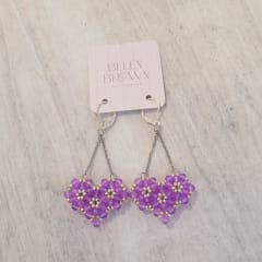 Aros Corazón 3D lila claro