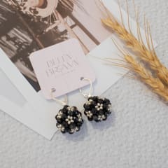 Aros Esfera corta negro y plateado