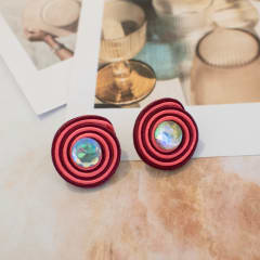 Aros Topito espiral bicolor burdeo y salmón