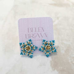 Aros Estrellitas esmeralda metalizado, menta y dorado
