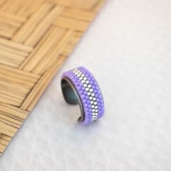 Anillo ajustable Cintas lila y transparente