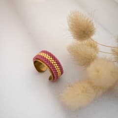 Anillo ajustable Jane granate y dorado