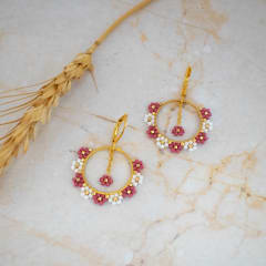 Aros Garden granate, blanco y dorado