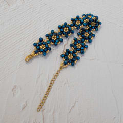 Pulsera cascada azul metalizado