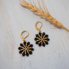 Aros Mónaco largo negro y dorado