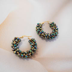 Aros Coral tornasol y dorado