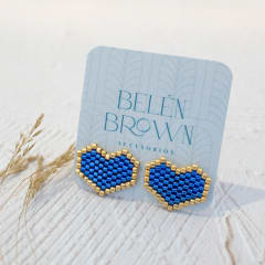 Aros Corazón azul y dorado