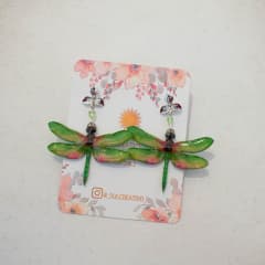 Aros Libélula Flor Platino