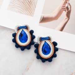 Aros Mini Pompom azul