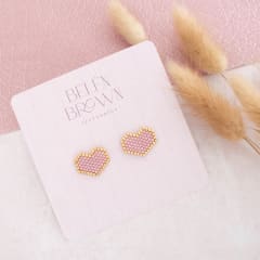 Aros Corazón malva y dorado