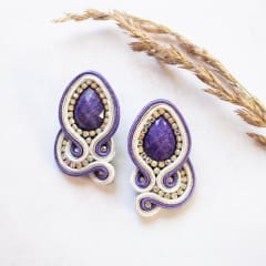 Aros Asimétrico morado y blanco