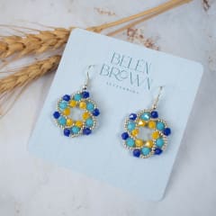 Aros Galaxia amarillo, celeste y azul