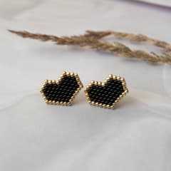 Aros Corazón negro y dorado