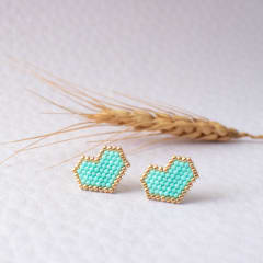 Aros Corazón turquesa