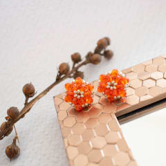 Aros Tiny naranjo y dorado