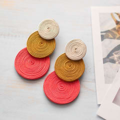 Aros Tres círculos beige, dorado y salmón