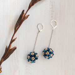 Aros Esfera azul metalizado y plateado