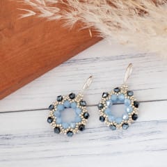 Aros Guirnalda granito y celeste