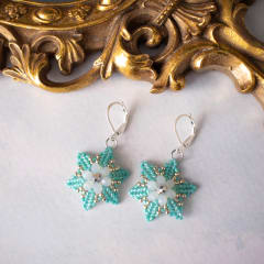 Aros Magnolia turquesa y blanco