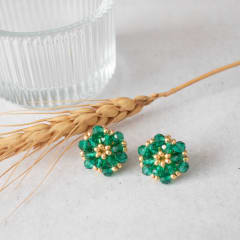 Aros Tiny esmeralda y dorado