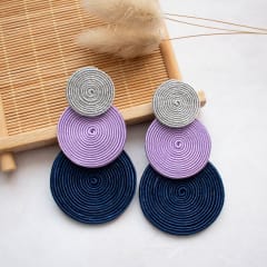 Aros Tres círculos plateado, lila y azul