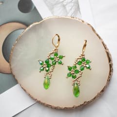 Aros Flor con gota verde