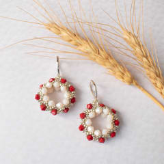 Aros Guirnalda rojo y blanco