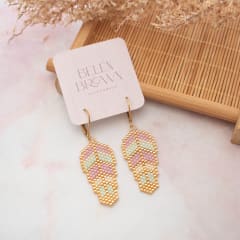Aros Pluma rosado y menta