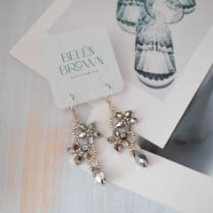 Aros Flor con gota plateado