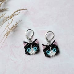 Aros Gato blanco, negro y celeste