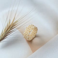 Anillo Mosaico crema y dorado