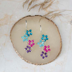 Aros Flores fucsia y calipso