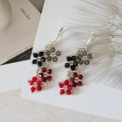 Aros Flores degradé rojo y negro