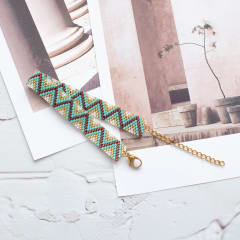 Pulsera ZigZag burdeo y turquesa