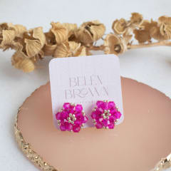 Aros Tiny fucsia y plateado