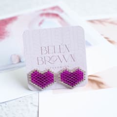 Aros Corazón magenta