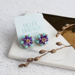 Aros Tiny turquesa y morado